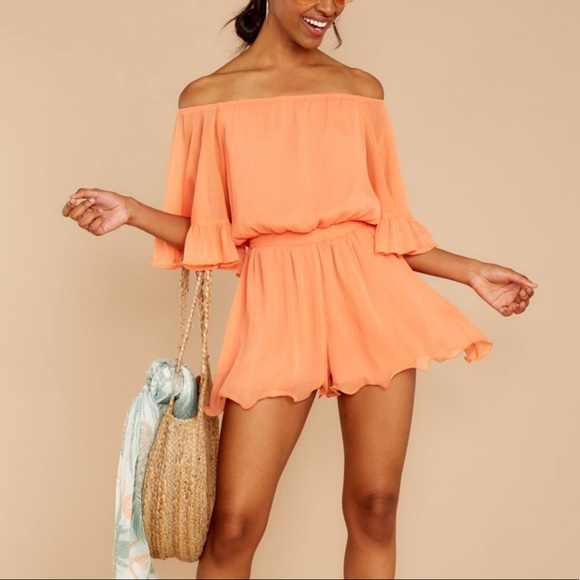 Red Dress Boutique Pants - NWOT Light orange/coral flowy romper